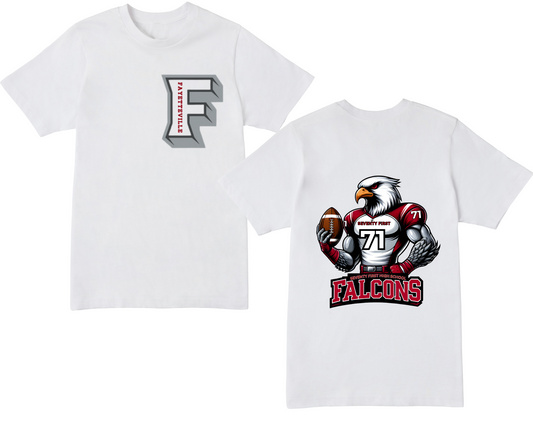 Fayetteville City Schools -Seventy First Alternative logo Large Falcon Mascot Short Sleeve T-shirt