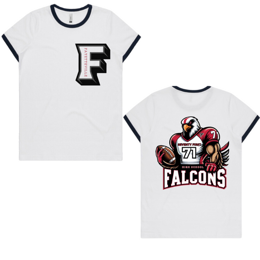 Fayetteville City Schools -Seventy First Large Falcon Mascot Short Sleeve T-shirt