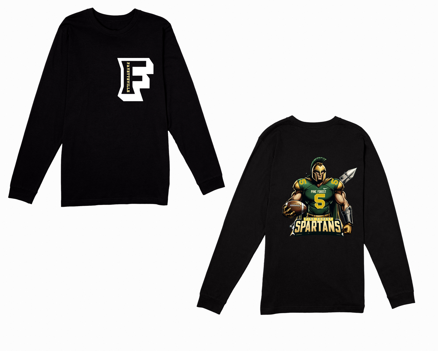 Fayetteville City Schools - Pine Forest Spartans Large Mascot Long Sleeve T-shirt