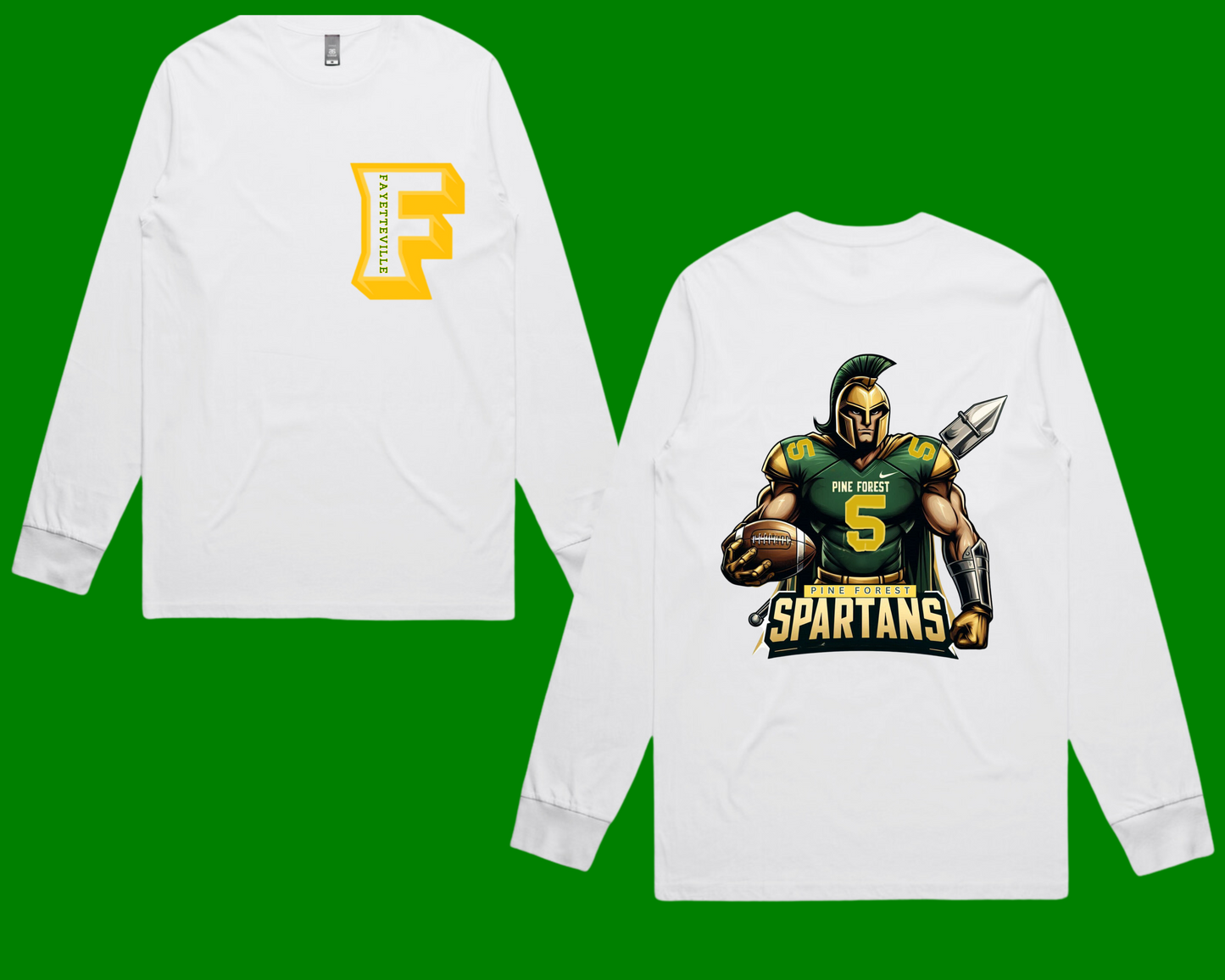 Fayetteville City Schools - Pine Forest Spartans Large Mascot Long Sleeve T-shirt